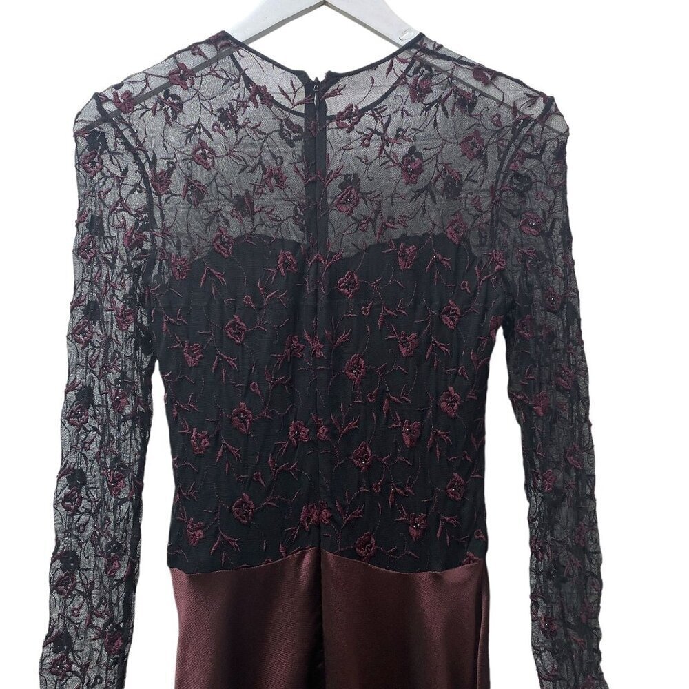 PAMELA DENNIS Couture Silk Evening Gown Sz 10 Formal Long Dress Burgundy Black - Picture 10 of 16